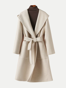 Bingmai 23 autumn and winter new "quality classic" double-sided 10 camel fleece Dalian hat coat mid-length coat Maillard