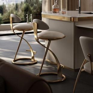 Italian minimalist bar chair simple high chair Nordic metal light luxury modern home Island bar chair