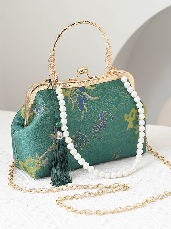 Textured New Chinese Style Shell Bag, Fashionable Chanel Style Embroidered Chinese Style Handbag, Versatile Chain Shoulder Bag