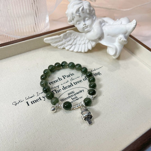 Qiaoen Crystal Bracelet Niche Green Hair Crystal Beaded Bracelet Women's Lucid Transporter high quality Light Luxury Gift for Best Friends