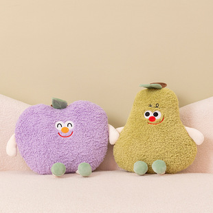 Cute Peach Pillow Mangosteen Fruit Plush Toy Doll New Pear Fruit and Vegetable Cushion Girl's Day Gift Doll