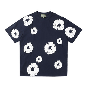 Spring and summer 2025 new Denim Tears Kanye with 3D printed kapok short sleeve suit high street