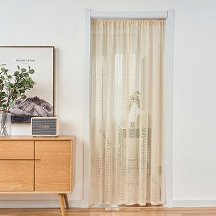 French door curtain household punch-free bedroom lace gauze curtain partition curtain curtain simple covering cloth one-piece delivery