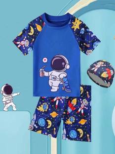 Children's Swimwear Wholesale Boys' Medium and Large Children's Split Boys Teenager Swimming Suit Summer 2023 New Swim Trunks Set