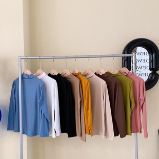 Autumn Slim-fit Half-high Collar Nine-color Mask Base Shirt Women's Korean-style Slim-fit All-match Long-sleeved Skin-friendly Naked T-shirt