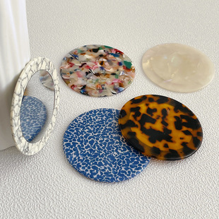 Dongdaemun Design Sense Fashion Retro Acetic Acid Plate Geometric Mirror Portable Small Round Mirror Daily Makeup Small Mirror