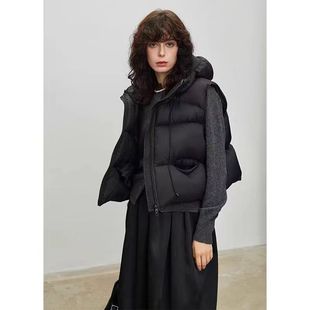 2025 Autumn and Winter New Soft Puff Fluffy Hooded White Duck Down Vest Women's Small Warm Coat Trendy