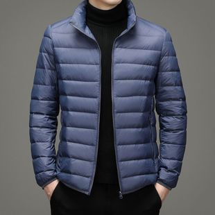 Brand Handle Autumn and Winter Light Down Cotton-padded Jacket Men's Short Vertical Collar Hooded Middle-aged and Elderly Light Thin Broken Coat