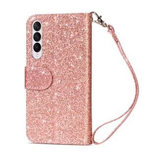 Applicable to Samsung zfol4 folding screen zipper wallet mobile phone leather case zfol3 card flash pink lanyard protective case
