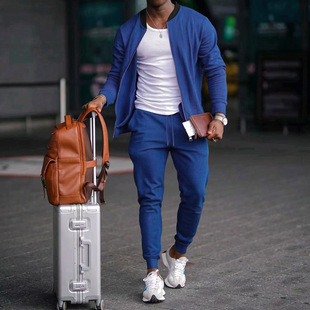 Autumn 2023 New Solid Color Jacket Men's Spring and Autumn Falling Shoulder Trendy Flip Collar Handsome plus size Men's suit