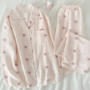 Source Factory Pajamas Women's Spring and Autumn Long Sleeve Cardigan Trousers Summer Women's New Sweet Cute Autumn and Winter Home