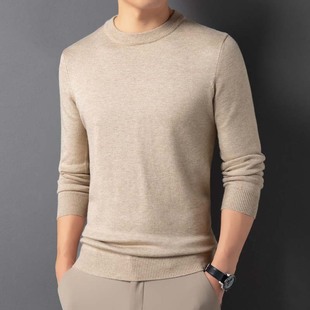 Cross-border Foreign Trade Men's Crewneck Sweater Thick Autumn and Winter Warm Casual Solid Color Knitwear Sweater Men's in stock