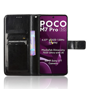 Применимо для Xiaomi Poco M7 Pro 5G чехол для телефона xiaomi Poco X7 Crazy Horse Кожаный чехол раскладушка карта