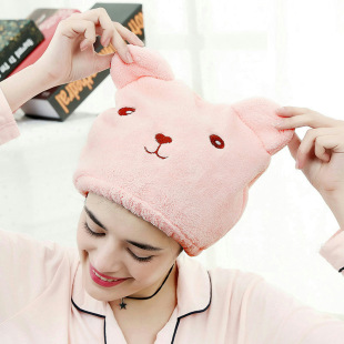 Cartoon Hair Drying Hat Women's Water Absorbent Hair Drying Towel Quick Drying Towel Head Wrapping Cute Hair Shower Hat Long Hair