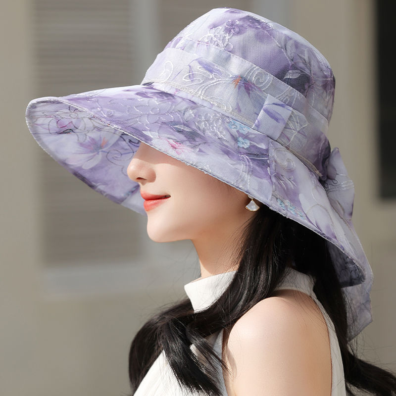 New Hat for Women, Spring and Summer Travel Sun Hat, Organza Large Brim Fisherman Hat, Mom Hat, Fashionable Sun Hat