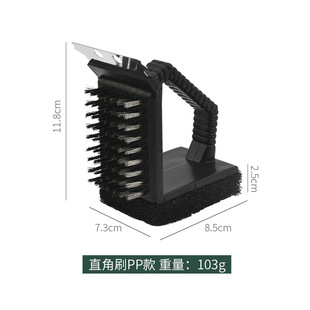Grill Cleaning Brush Polyester Sponge Brush with Scraper Stainless Steel Tool Steel Wire Brush Outdoor Baking Tools Barbecue Brush