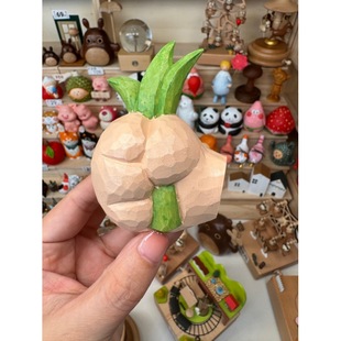 Wooden Ornaments Basswood Desktop Decorative Cartoon Fruits and Vegetables Durian Melon Sseeds Modeling Creative Generation