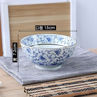 Blue and White Porcelain Noodle Bowl Ceramic Bowl Beef Noodle Bowl Noodle Bowl Large Soup Bowl Noodle Bowl Rice Bowl Household Tableware