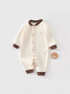 Baby's jumpsuit Spring and Autumn Baby's Pure Cotton Class A Newborn's Suit Climbing Suit Plain Color