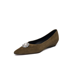 French Style Good-looking Shallow Mouth Rhinestone Pearl Slip-on Simple All-match Single-layer Shoes 2025 Spring Fairy Style Low Heel Women's Shoes