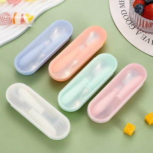 304 stainless steel portable children's tableware fork spoon suit creative with storage box children's eating spoon Fork