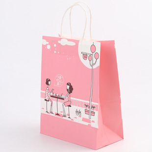 Kraft paper tote bag gift wrapping paper bag dessert baking milk tea take-out drink packing bag custom logo