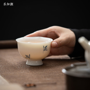 Master Cup hand-painted phalaenopsis tea cup high foot cup sunflower Cup ceramic kung fu tea set household large tea cup