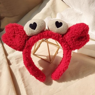 Cartoon plush cute hairband women's 2024 new autumn and winter wash face mask special cartoon headband non-slip hairpin