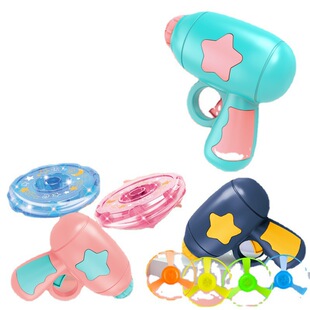 Cross-border children's bamboo dragonfly gyro trembles with luminous flying saucer cartoon creative outdoor ejection pistol toy
