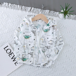 Baby sun protection clothing summer light breathable baby air conditioning shirt men and women children hooded ice silk coat wholesale