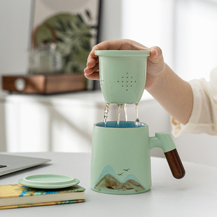 Office Cup Gift Tea Separation Ceramic Mug Cup Business Activities Accompanying Ceremony Teacher's Day Customization
