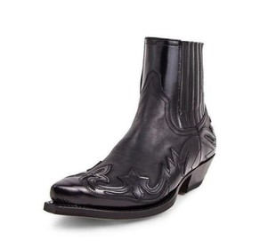 Factory foreign trade low heel pointed PU leather stitching printed boots classic European and American style men's boots size 38-48