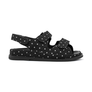 Spotted Pattern ~ in stock Round Head Versatile Velcro Platform Sandals Women's Versatile Casual Flat Shoes Beach Shoes for Outer Wear