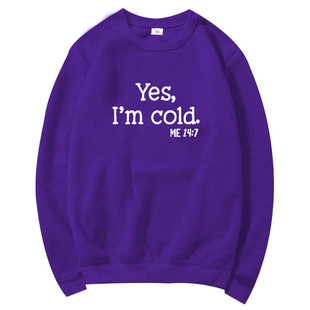 Пятно трансграничный yes i'm cold me 24:7 буква округлый воротник рукав свитер с длинным рукавом Amazon wish женский