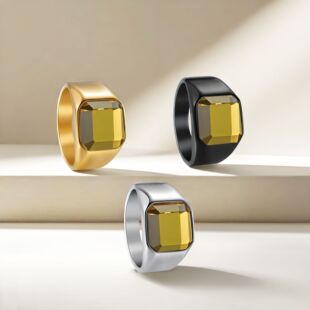 European and American Cross-border 316 Titanium Jewelry Ring Men's Gem Ring Amazon Personality Niche Seal Ring