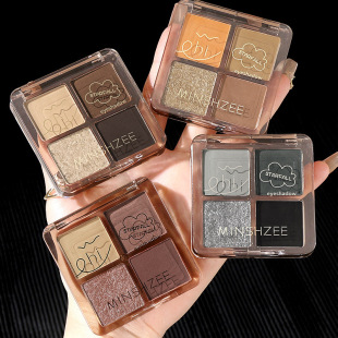 Ming Xizhi four-color eye shadow plate earth color smoke plate matte pearl flash portable novice repair plate female cross-border