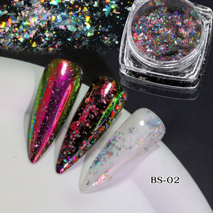 Cross-border nail art jewelry new light laser chameleon magic mirror powder magic color coarse sequins wholesale