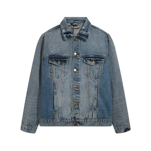 Cross-Border fashion brand FOG double line ESSENTIALS distressed washed Denim jacket men's and women's high street denim jacket