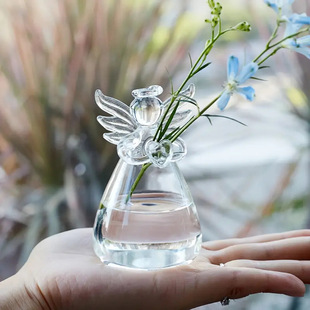 Creative Angel Glass Small Vase Transparent Hydroponic Vase Home Living Room Office Desktop Decorative Small Ornaments