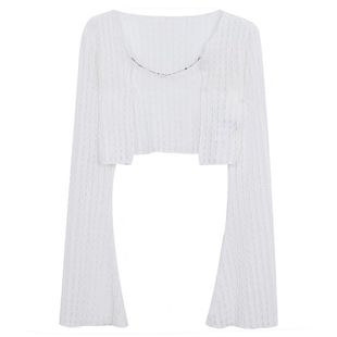 Pure hot girl thin sunscreen cardigan coat summer new white overcoat with short blouse