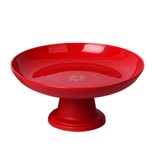 Wedding Fruit Plate Candy Plate Red Wedding High-foot Happy Word Tray Household Festive snack Plate Wedding Supplies