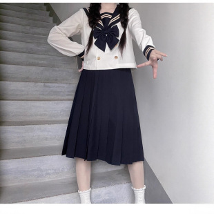 In-Stock Jk Uniform Skirt Genuine Set不良长裙 Double-Breasted Basic Full Set Women's Sailor Uniform Autumn