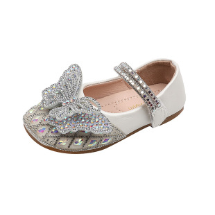 Autumn 2025 New Lady Baby Girl Girl Princess Diamond Shoes Leather Shoes Dance Shoes