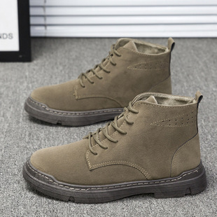 Men's martin boots cotton 2025 new casual shoes Korean fashion student sports breathable high-top all-match