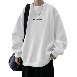 Cross-border Foreign Trade Autumn New Round Neck Sweater Men's oversize Niche Design Sense Printed Plus Size Base Shirt