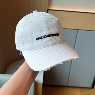 American Retro Baseball Cap Women's Big Head Wai Face Small Hole Old Cap Wide Brim Soft Top Beige Hat