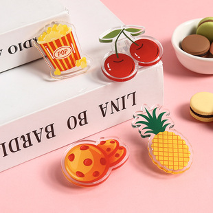 Acrylic PP clip cartoon fruit Cherry PP clip office storage folder student stationery long tail clip wholesale