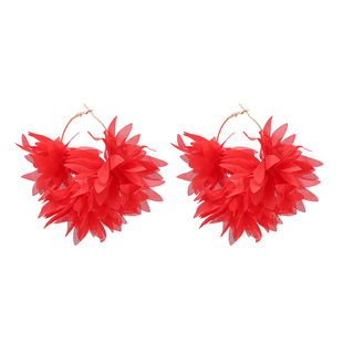 Handmade personalized earrings wholesale Europe and the United States cross-border trade sweet temperament earrings solid color chiffon petal earrings