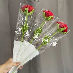 Finished Crochet Rose Wool Flower bouquet Finished Teacher's Day Mother's Day Wedding Wall Factory One Piece Wholesale