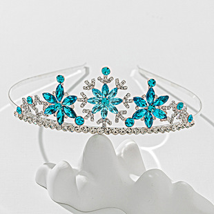Supply New Alloy Electroplated Thick Silver Children's Hair Band Frozen Crown Head Band Popular Girls' Birthday Crown